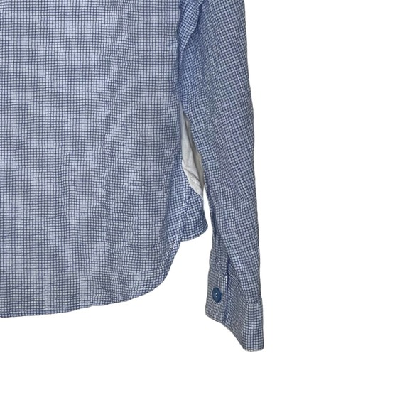 UGG Button Up Shirt Size XS Blue Check White Back Stretch Roll Tab Sleeves - Picture 3 of 7